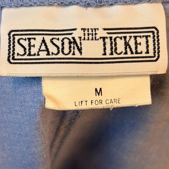Vintage Season Ticket Open Blazer Chambray Blue Pockets Notched Lapel Medium - Picture 5 of 8